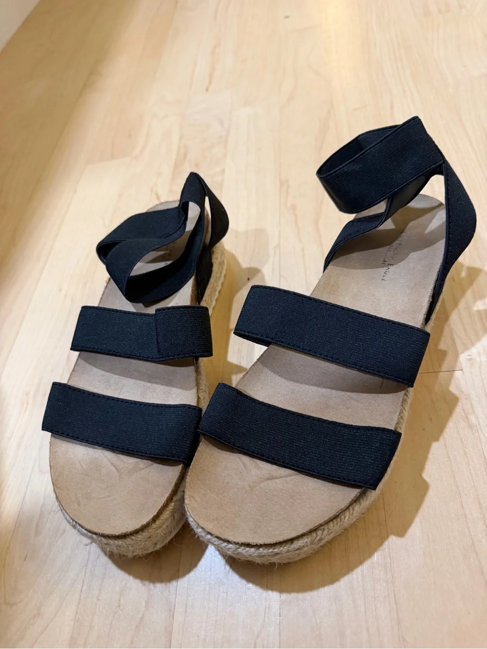 American Eagle Outfitters Black Espadrille Platform Sandals